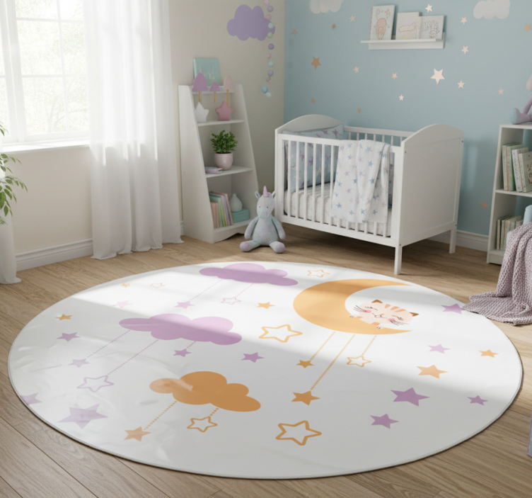Kids vinyl rug moon cat sticker - TenStickers