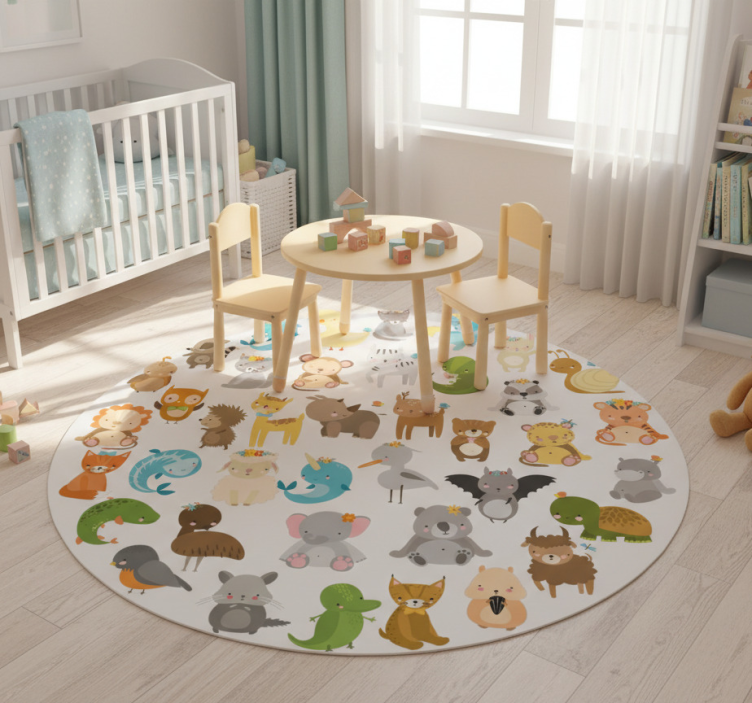 Kids vinyl rug my zoo animals - TenStickers