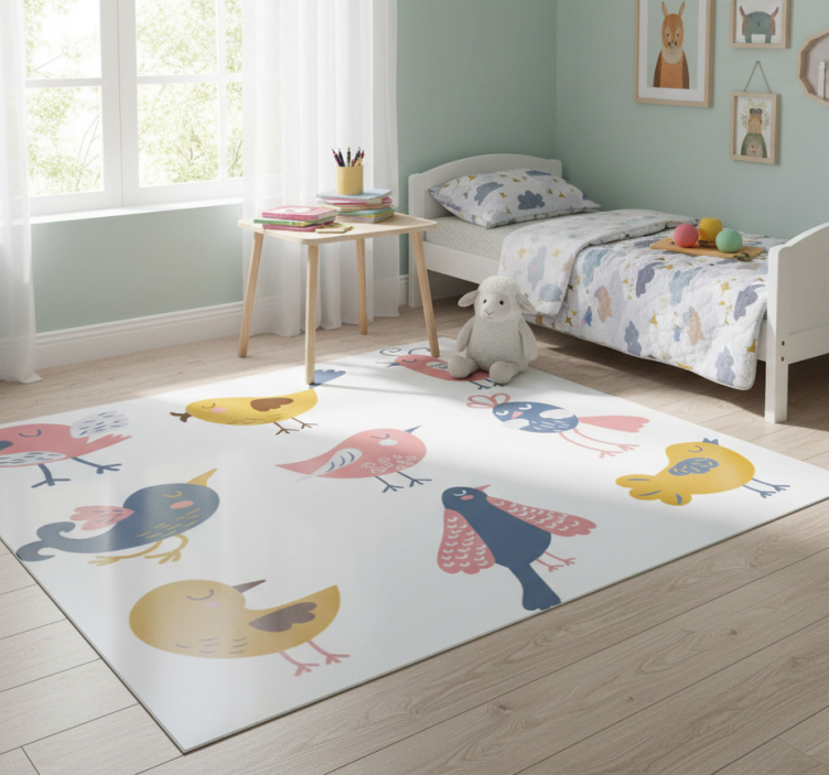 Kids vinyl rug nine bird sticker decal - TenStickers