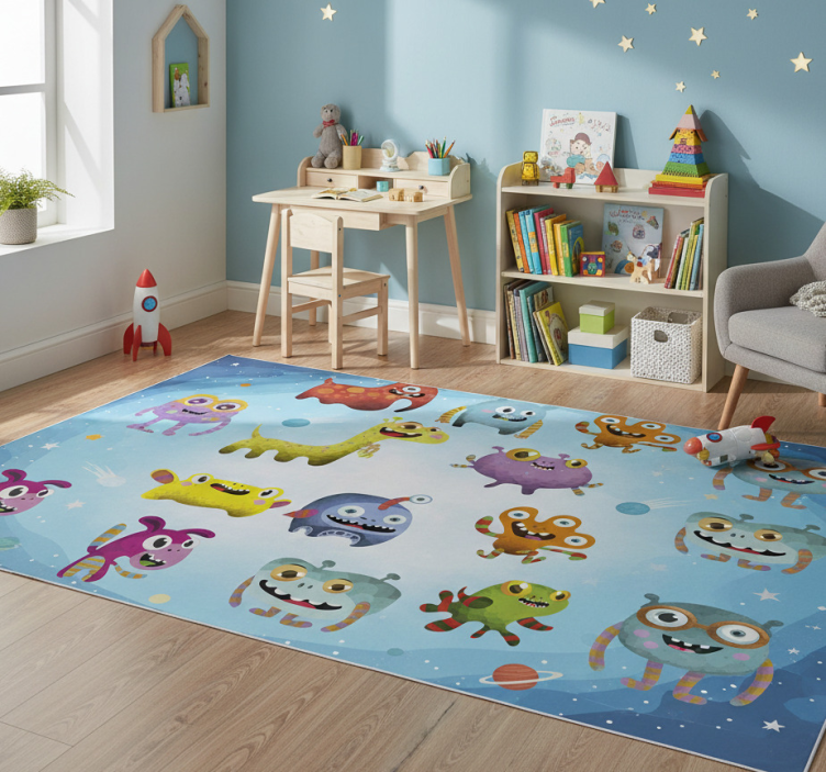 Kids vinyl rug outer space monster collection - TenStickers