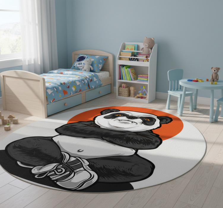 Kids vinyl rug panda gangster - TenStickers