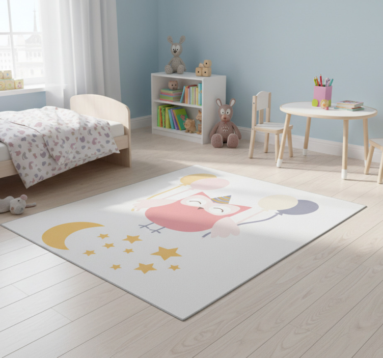 Kids vinyl rug with festive owl design - TenStickers