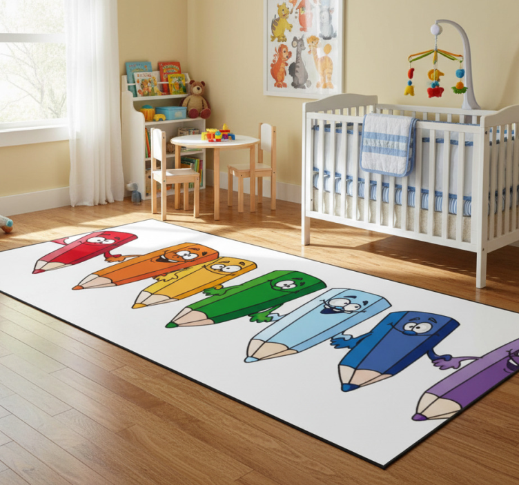 Kids vinyl rug with cheerful colorful pencils - TenStickers