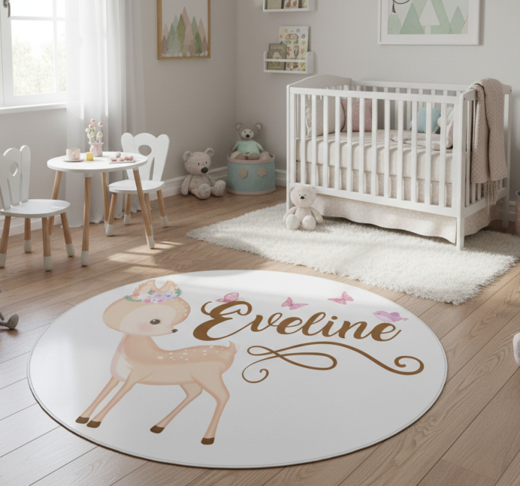 Kids vinyl rug personalised deer decal - TenStickers