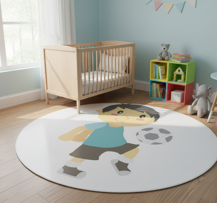 Kids vinyl rug playing football - TenStickers