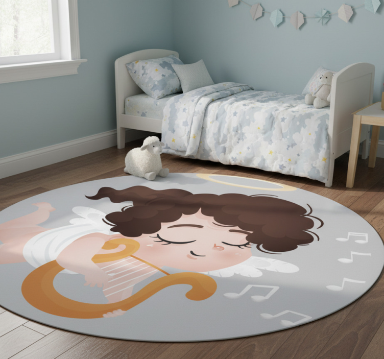 Kids vinyl rug playing the harp - TenStickers
