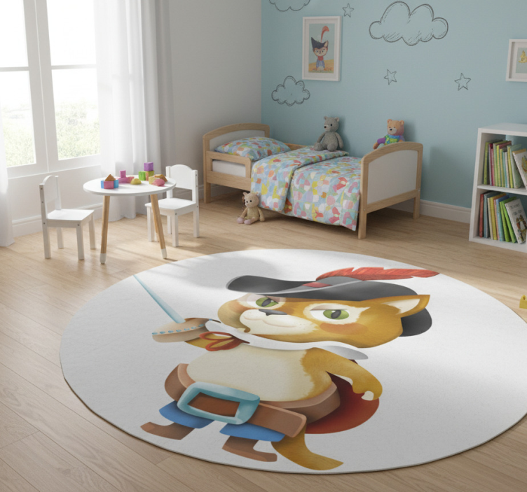 Kids vinyl rug puss in boots design - TenStickers