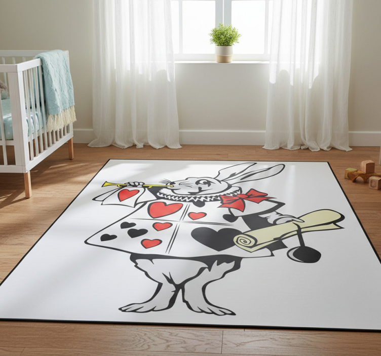 Kids vinyl rug wonderland rabbit design - TenStickers