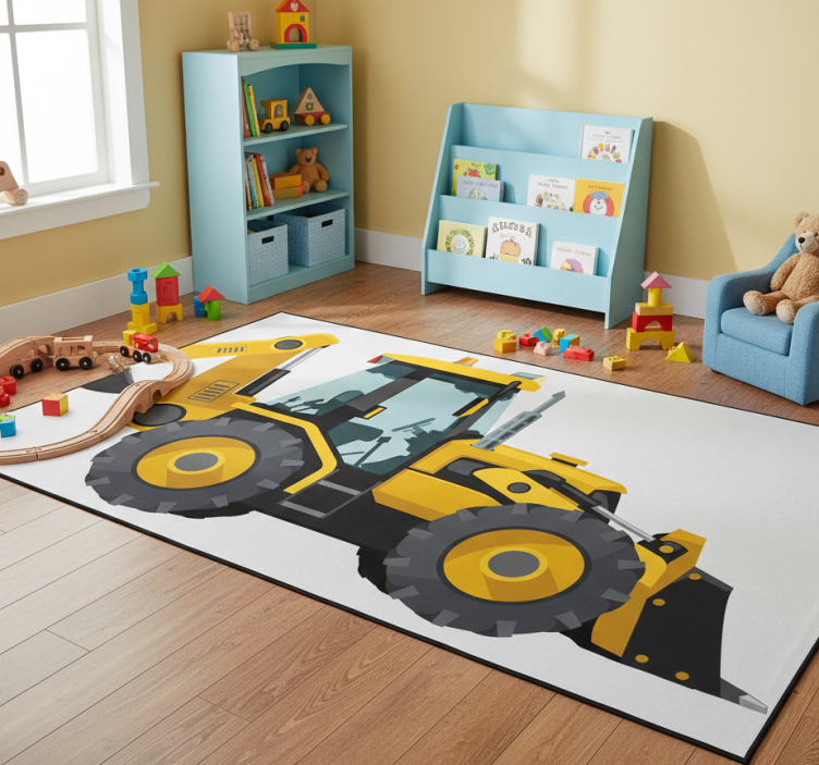 Kids vinyl rug realistic tractor design - TenStickers