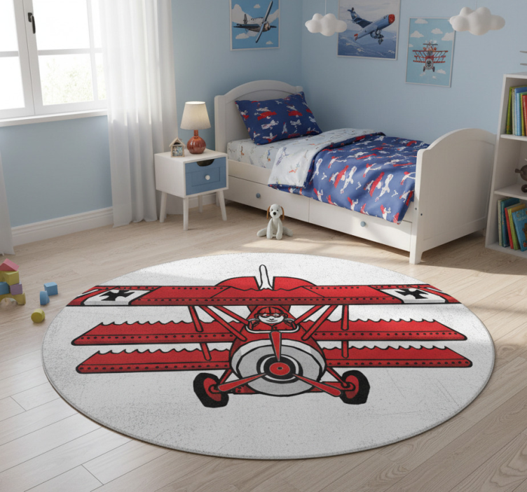 Kids vinyl rug red baron comic design - TenStickers