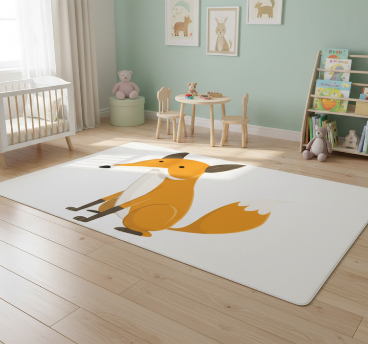 Kids vinyl rug simple fox sitting - TenStickers