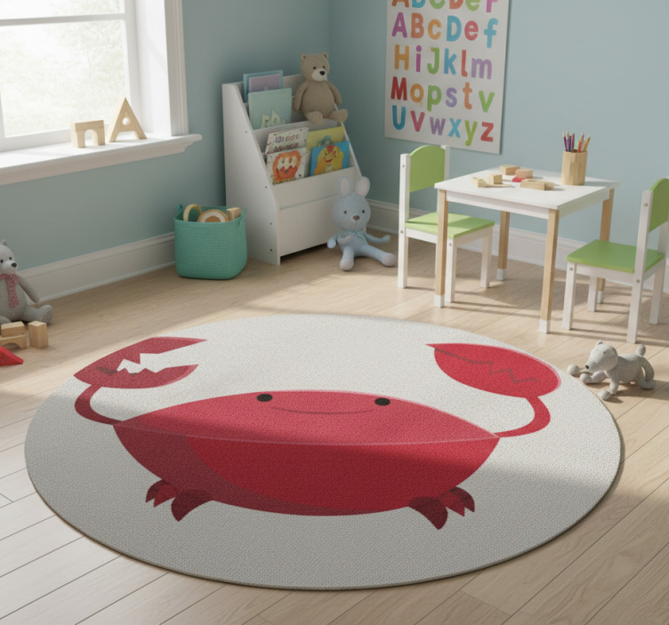 Kids vinyl rug red smiling crab - TenStickers