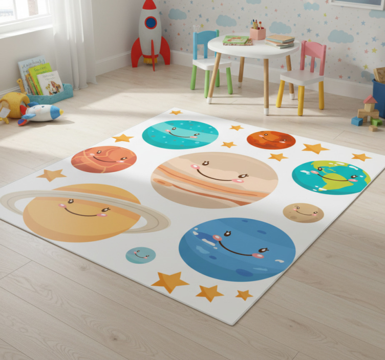 Kids vinyl rug solar system planet stickers - TenStickers