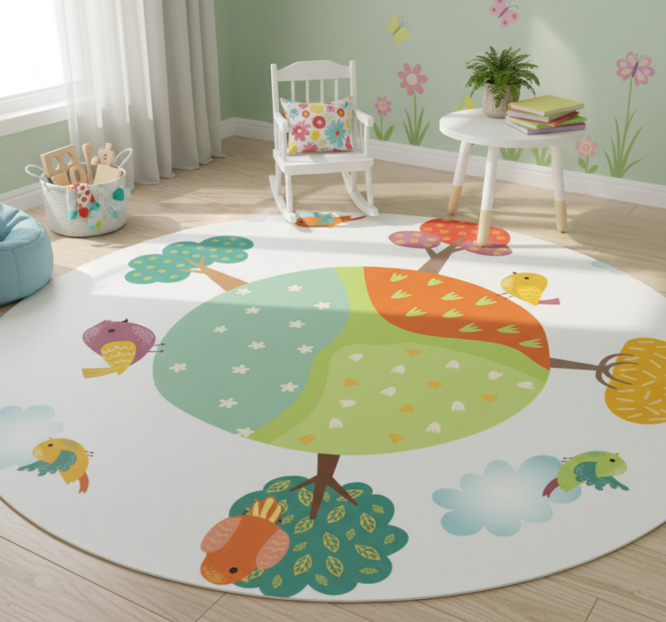 Kids vinyl rug with animal spring design - TenStickers