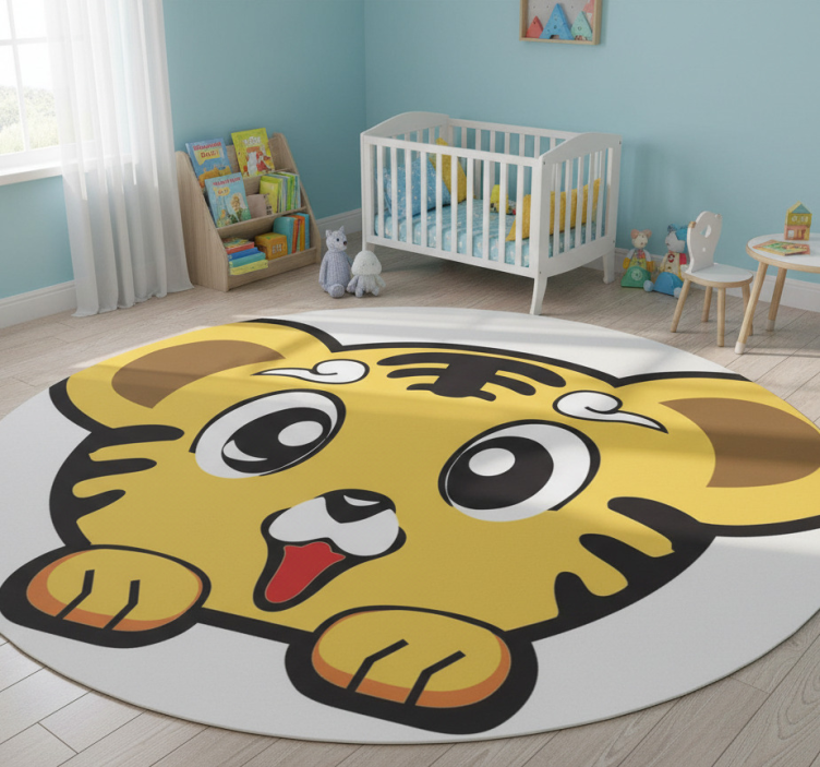 Kids vinyl rug baby joyful tiger - TenStickers
