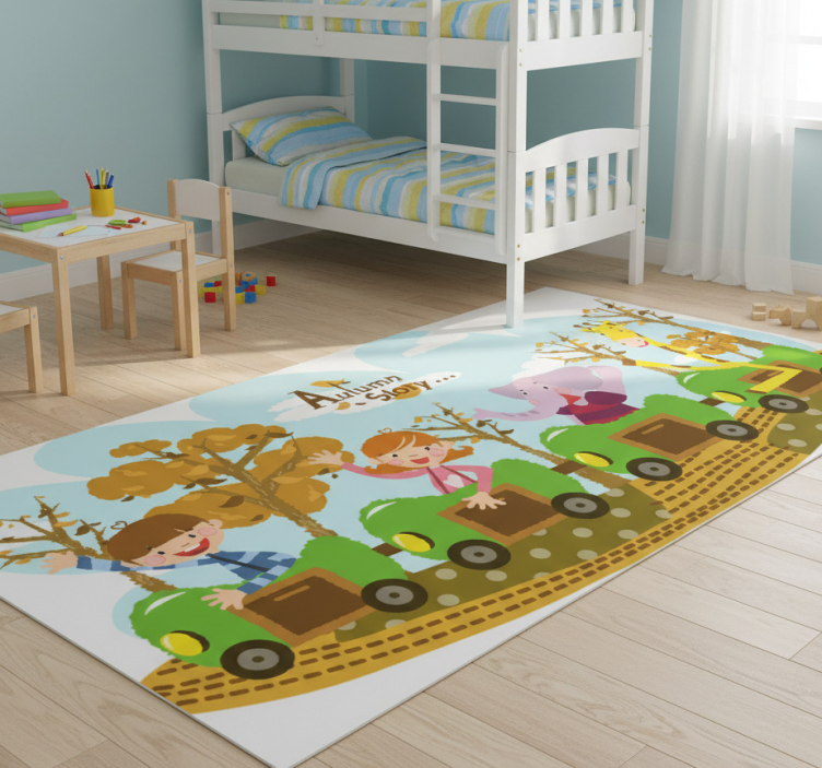 Kids vinyl rug train in autumn - TenStickers