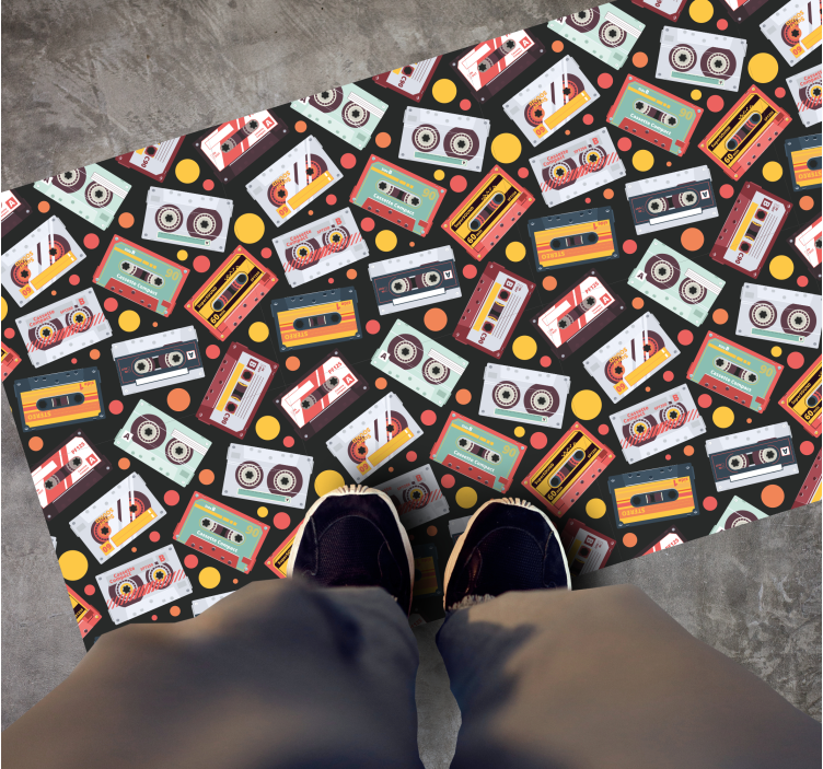 Kids vinyl rug vintage audio cassettes design - TenStickers