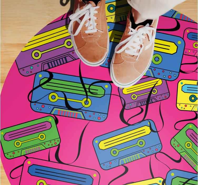 Kids vinyl rug vivid cassette tapes design - TenStickers