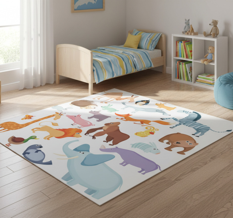 Kids vinyl rug wild animal stickers - TenStickers