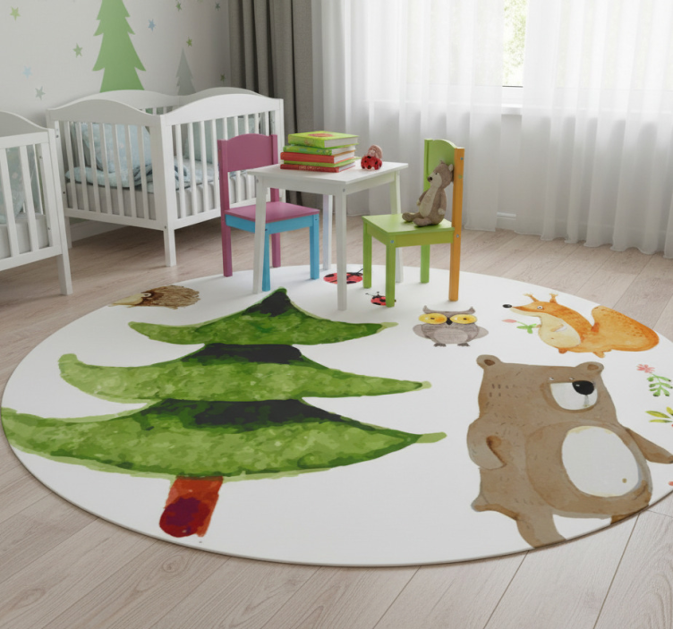 Kids vinyl rug featuring wild forest animals - TenStickers