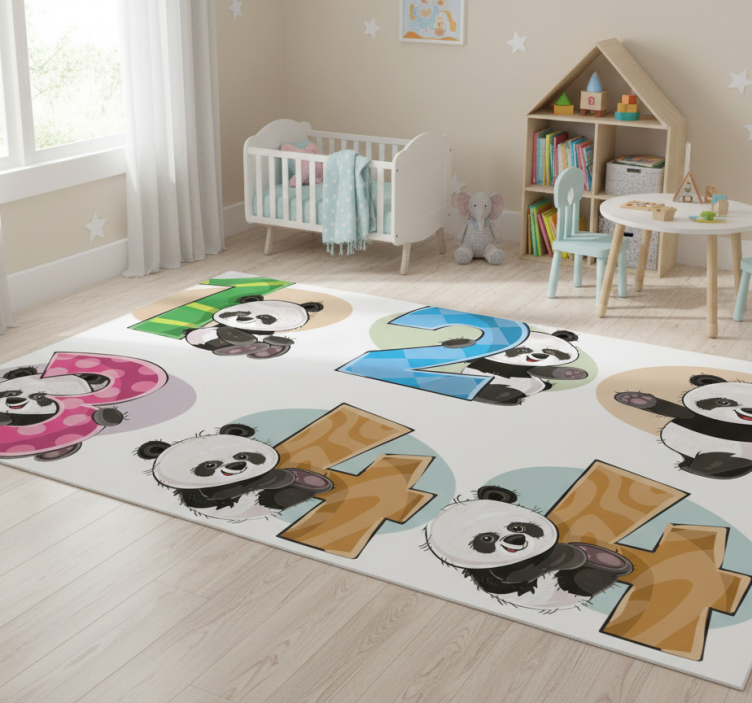 Kids vinyl rug with 4 pandas - TenStickers