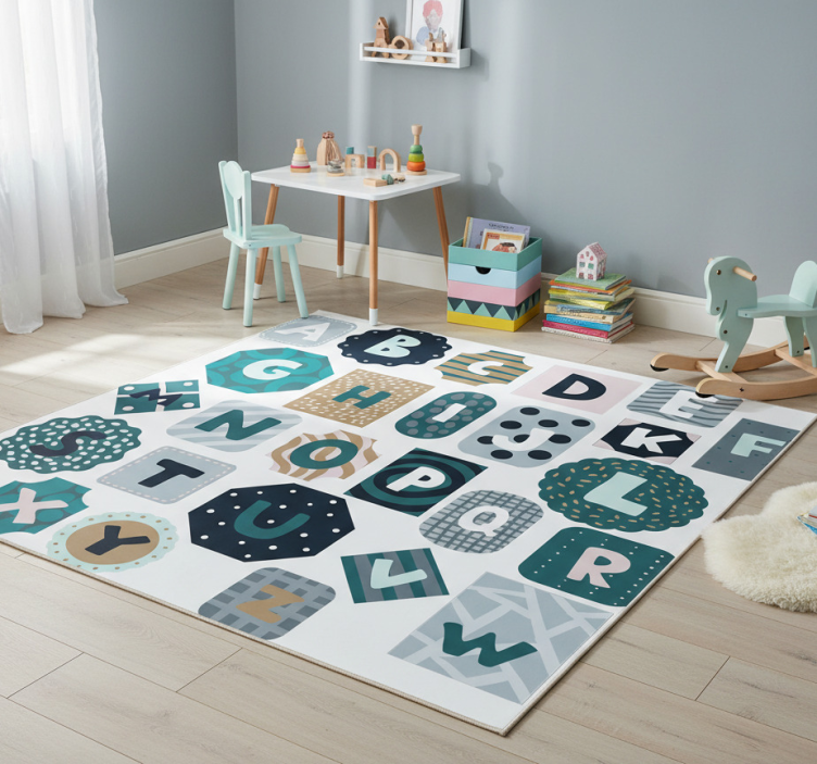 Kids vinyl rug with alphabet nordic style design - TenStickers