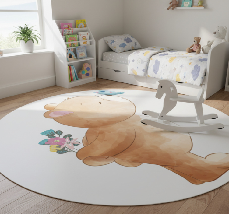 Kids vinyl rug with bear and butterfly sticker - TenStickers