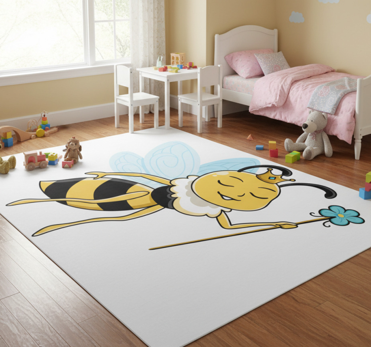 Kids vinyl rug with charming fairy bee design - TenStickers