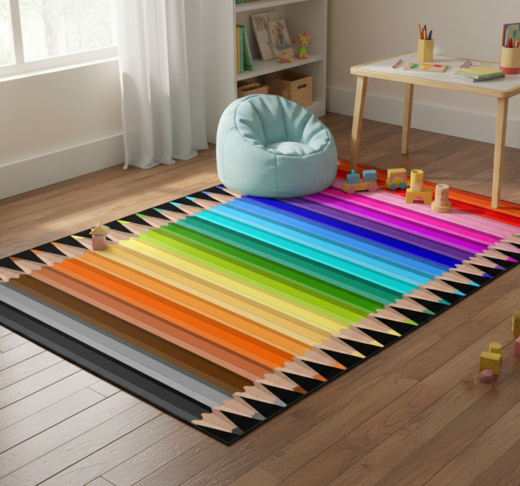 Kids vinyl rug with color pencil border - TenStickers