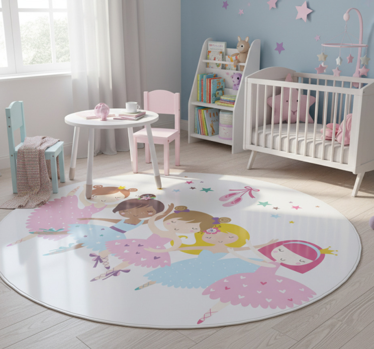 Kids vinyl rug with colorful ballet stars illustration - TenStickers