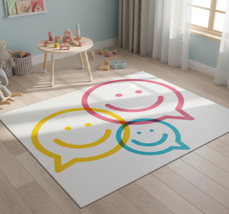 Kids vinyl rug with cheerful vibrant faces - TenStickers