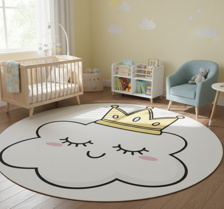 Kids vinyl rug with crowned clouds design - TenStickers
