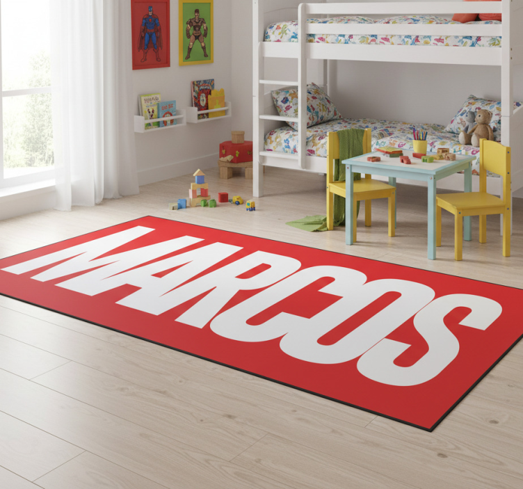 Kids vinyl rug with custom comic name - TenStickers