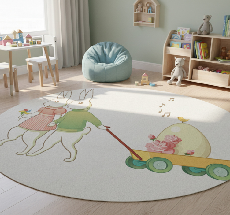 Kids vinyl rug with easter bunnies - TenStickers