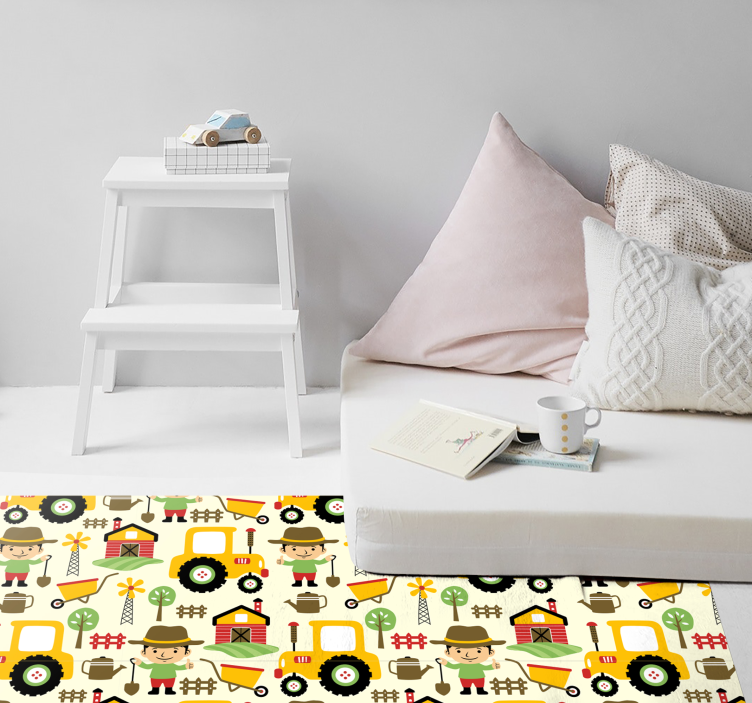 Kids vinyl rug with farm animal design - TenStickers