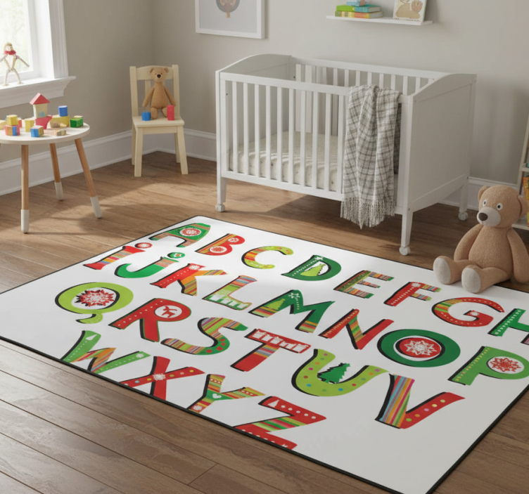 Kids vinyl rug with green and red alphabet - TenStickers
