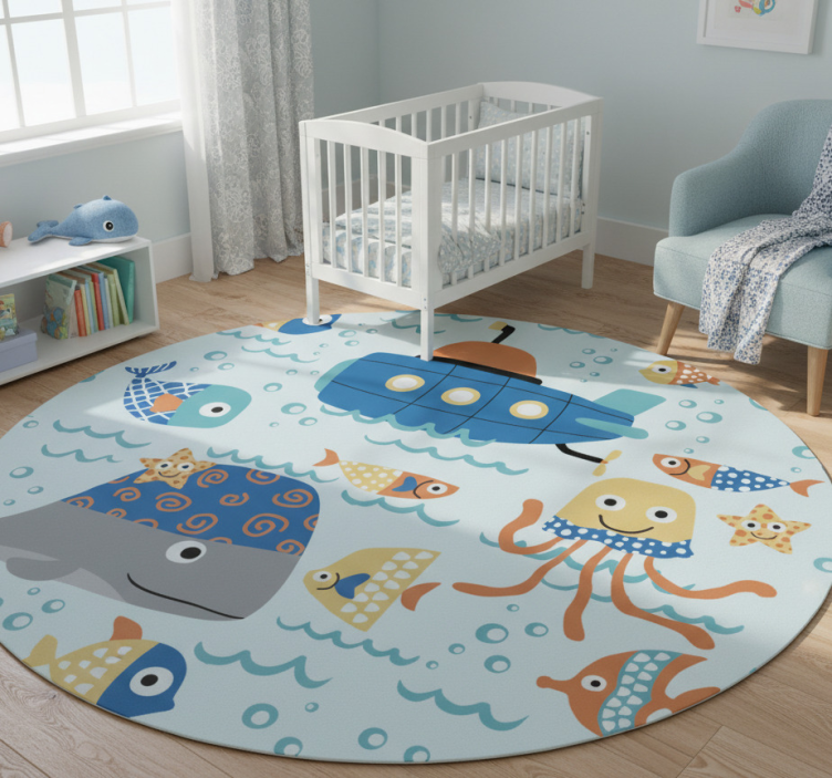 Kids vinyl rug with marine designs - TenStickers
