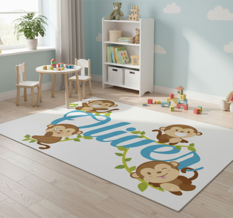 Kids vinyl rug with monkey design - TenStickers