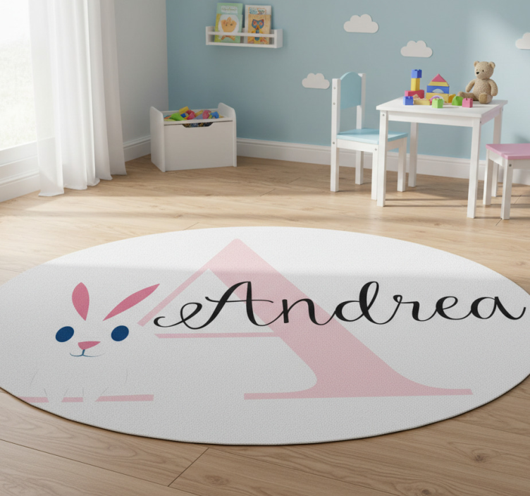 Kids vinyl rug with personalized cheerful initial - TenStickers