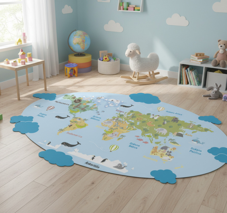 Kids vinyl rug world map for children - TenStickers