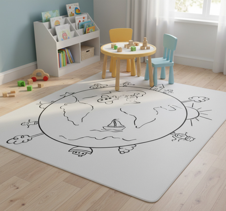 Kids vinyl rug world map travel decor - TenStickers