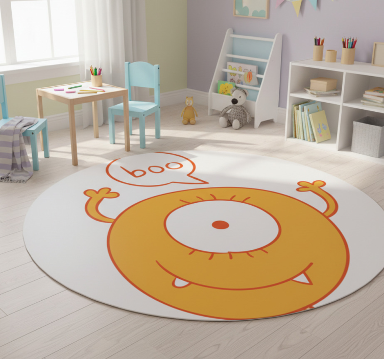 Kids vinyl rug yellow monster closet sticker - TenStickers