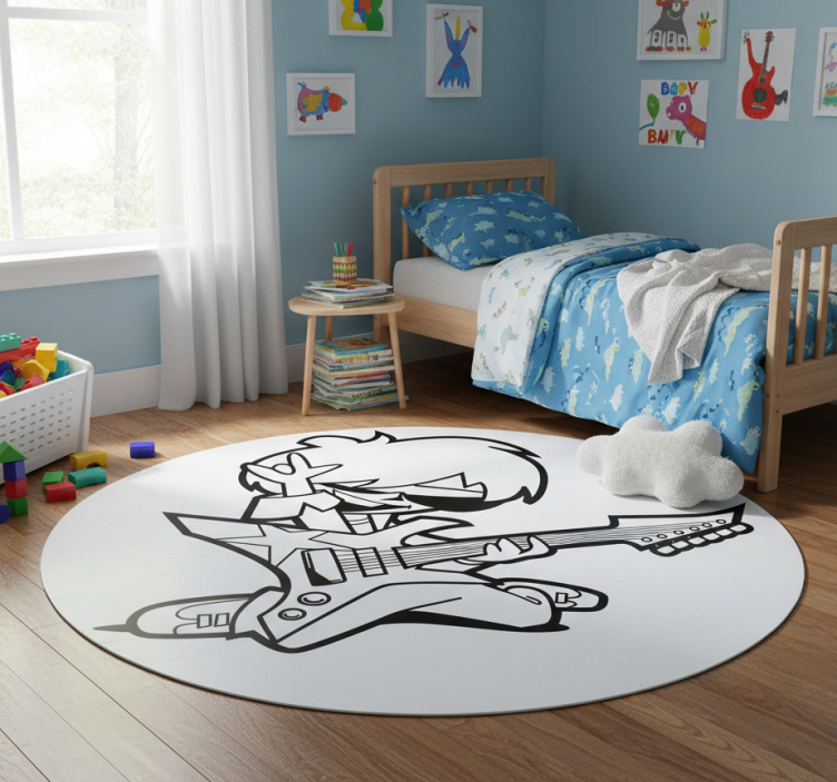 Kids vinyl rug teenager with guitar - TenStickers