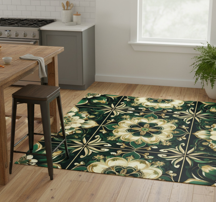 Kitchen vinyl rug botanical mosaic design - TenStickers