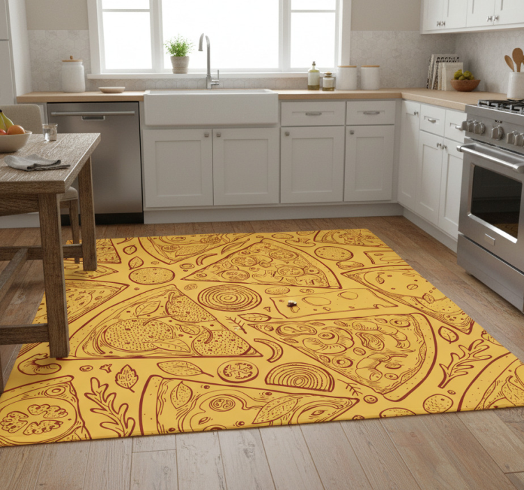 Kitchen vinyl rug featuring italian food icons - TenStickers