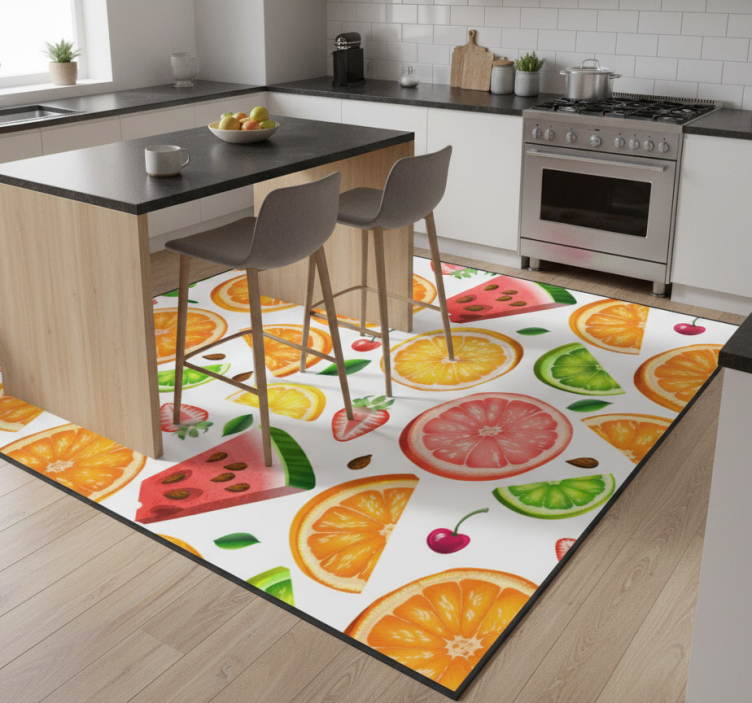 Kitchen vinyl rug fruit border design - TenStickers