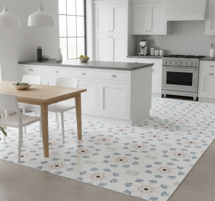 Kitchen vinyl rug in antique grey cement design - TenStickers