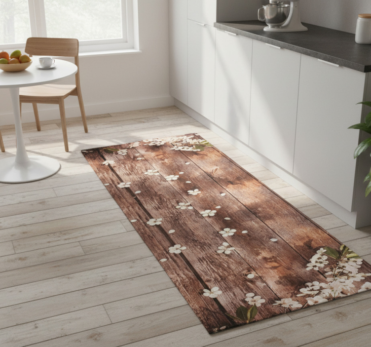 Kitchen vinyl rug in floral wood design - TenStickers