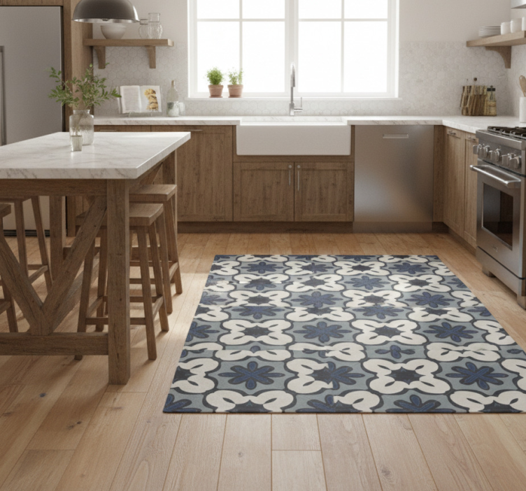 Kitchen vinyl rug in hydraulic blue gracia style - TenStickers