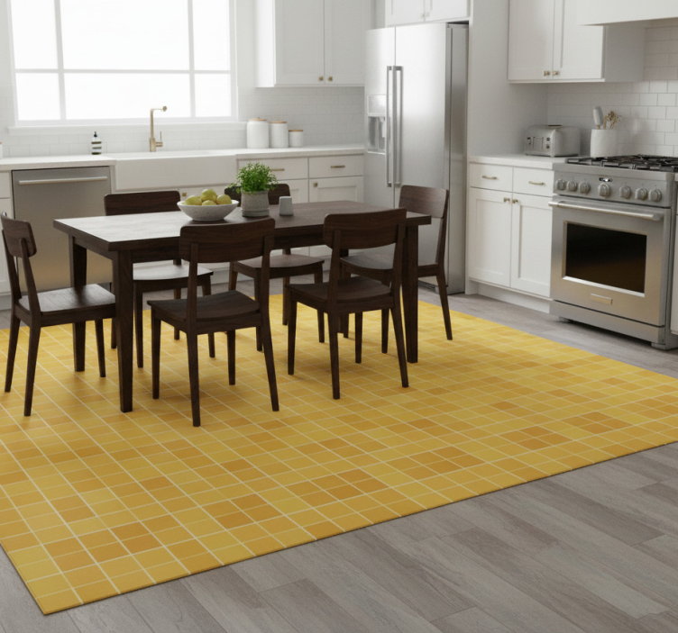Kitchen vinyl rug in yellow gold mosaic - TenStickers